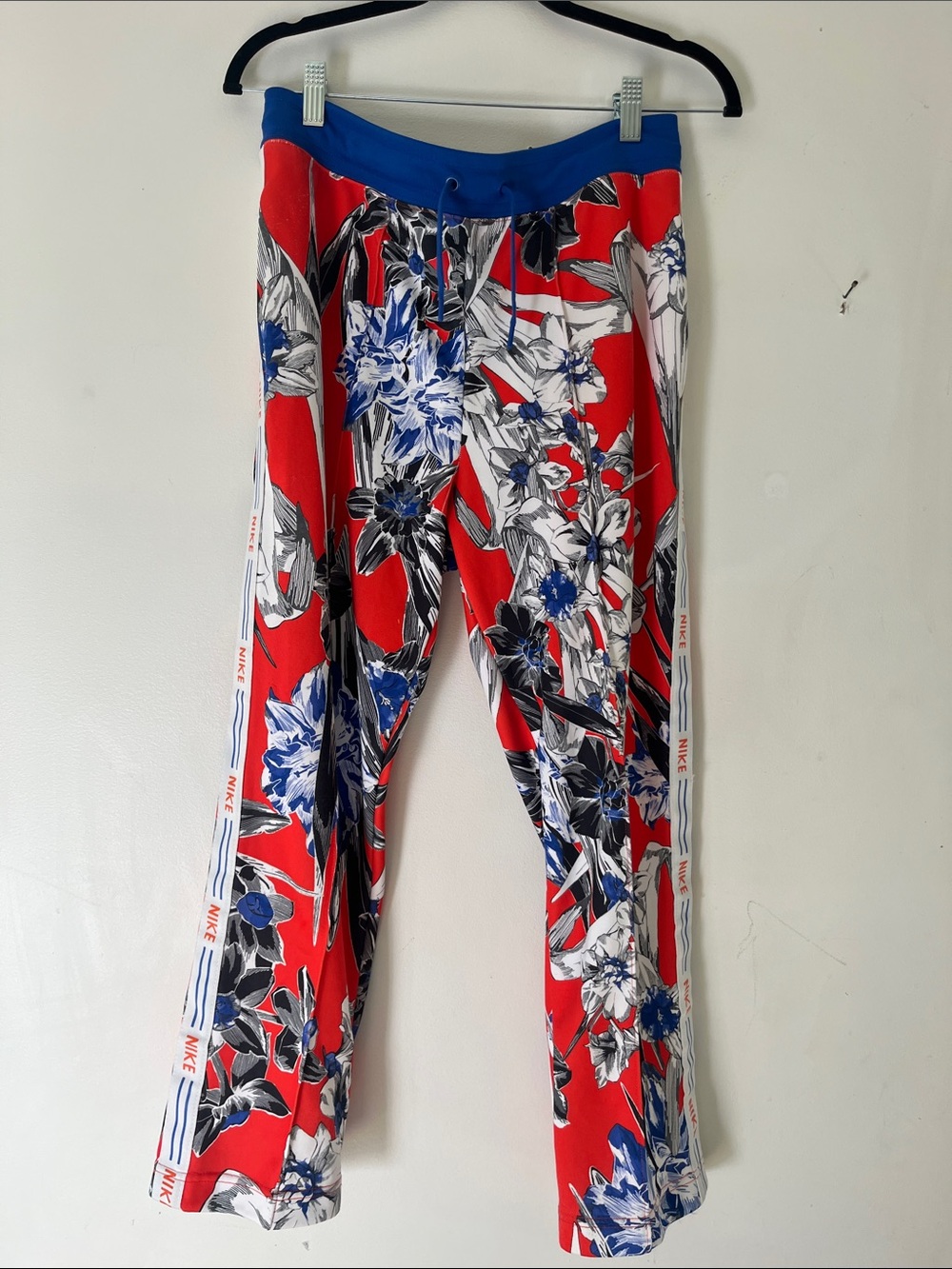 Nike Red Floral Joggers with Blue Waistband athleisure street wear